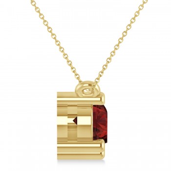 Three Stone Diamond & Garnet Pendant Necklace 14k Yellow Gold (1.50ct)