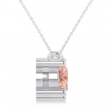 Three Stone Diamond & Morganite Pendant Necklace 14k White Gold (1.50ct)