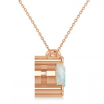 Three Stone Diamond & Opal Pendant Necklace 14k Rose Gold (1.50ct)