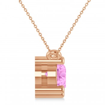 Three Stone Diamond & Pink Sapphire Pendant Necklace 14k Rose Gold (1.50ct)