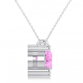 Three Stone Diamond & Pink Sapphire Pendant Necklace 14k White Gold (1.50ct)