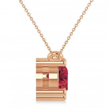 Three Stone Diamond & Ruby Pendant Necklace 14k Rose Gold (1.50ct)