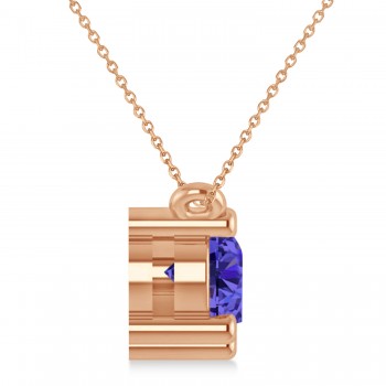 Three Stone Diamond & Tanzanite Pendant Necklace 14k Rose Gold (1.50ct)