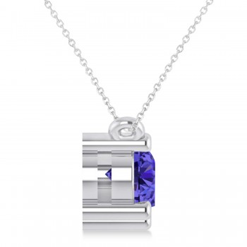 Three Stone Diamond & Tanzanite Pendant Necklace 14k White Gold (1.50ct)