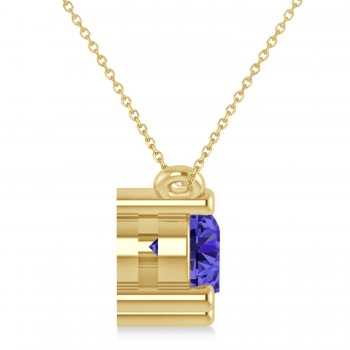 Three Stone Diamond & Tanzanite Pendant Necklace 14k Yellow Gold (1.50ct)