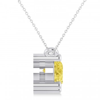 Three Stone Diamond & Yellow Diamond Pendant Necklace 14k White Gold (1.50ct)