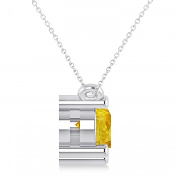 Three Stone Diamond & Yellow Sapphire Pendant Necklace 14k White Gold (1.50ct)