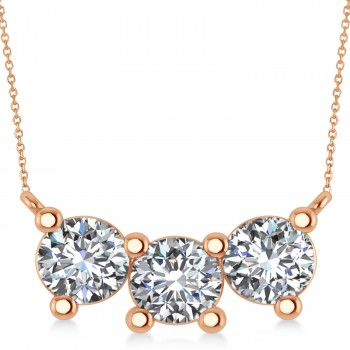 Three Stone Diamond Pendant Necklace 14k Rose Gold (3.00ct)