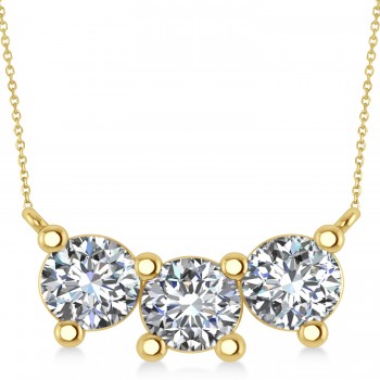 Three Stone Diamond Pendant Necklace 14k Yellow Gold (3.00ct)