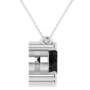 Three Stone Diamond & Black Diamond Pendant Necklace 14k White Gold (3.00ct)