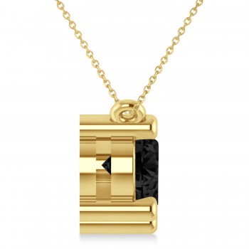 Three Stone Diamond & Black Diamond Pendant Necklace 14k Yellow Gold (3.00ct)