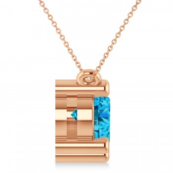 Three Stone Diamond & Blue Topaz Pendant Necklace 14k Rose Gold (3.00ct)