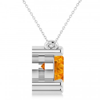 Three Stone Diamond & Citrine Pendant Necklace 14k White Gold (3.00ct)