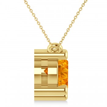 Three Stone Diamond & Citrine Pendant Necklace 14k Yellow Gold (3.00ct)