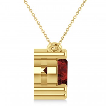 Three Stone Diamond & Garnet Pendant Necklace 14k Yellow Gold (3.00ct)