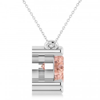 Three Stone Diamond & Morganite Pendant Necklace 14k White Gold (3.00ct)