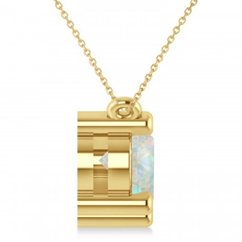 Three Stone Diamond & Opal Pendant Necklace 14k Yellow Gold (3.00ct)