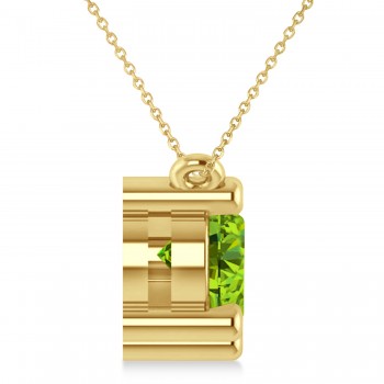 Three Stone Diamond & Peridot Pendant Necklace 14k Yellow Gold (3.00ct)