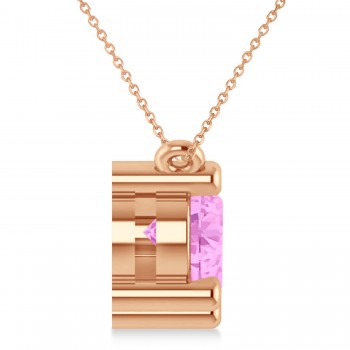 Three Stone Diamond & Pink Sapphire Pendant Necklace 14k Rose Gold (3.00ct)