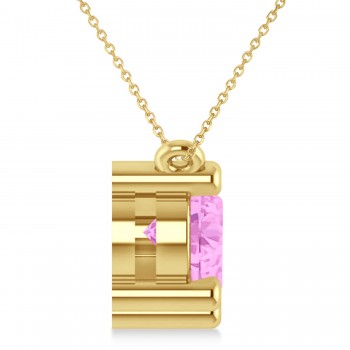 Three Stone Diamond & Pink Sapphire Pendant Necklace 14k Yellow Gold (3.00ct)