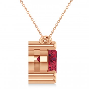 Three Stone Diamond & Ruby Pendant Necklace 14k Rose Gold (3.00ct)