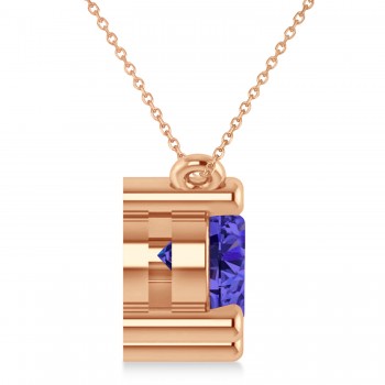 Three Stone Diamond & Tanzanite Pendant Necklace 14k Rose Gold (3.00ct)