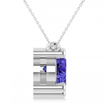 Three Stone Diamond & Tanzanite Pendant Necklace 14k White Gold (3.00ct)