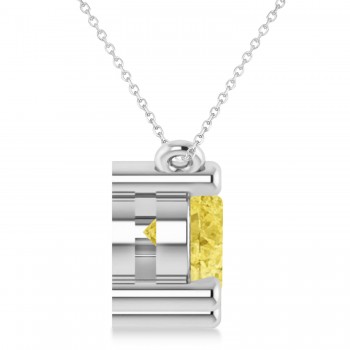 Three Stone Diamond & Yellow Diamond Pendant Necklace 14k White Gold (3.00ct)