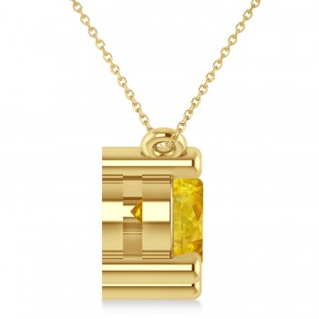 Three Stone Diamond & Yellow Sapphire Pendant Necklace 14k Yellow Gold (3.00ct)