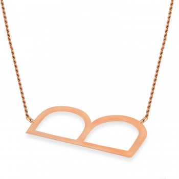 Personalized Large Tilted Initial Necklace 14k Rose Gold