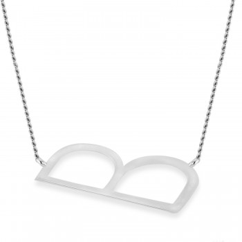 Personalized Large Tilted Initial Necklace 14k White Gold