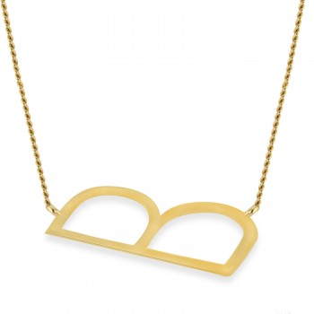Personalized Large Tilted Initial Necklace 14k Yellow Gold