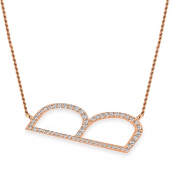 Personalized Diamond Large Tilted Initial Necklace 14k Rose Gold