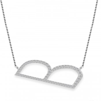 Personalized Diamond Large Tilted Initial Necklace 14k White Gold