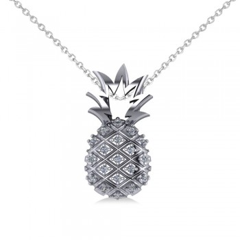 Diamond Pineapple Fashion Pendant Necklace 14K White Gold (0.10ct)