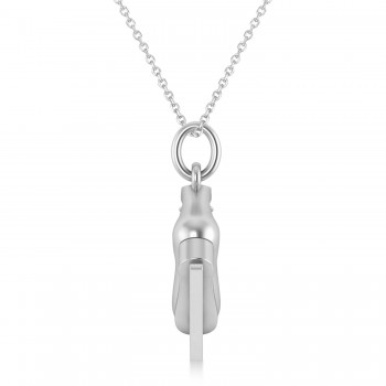 Ice Skate Charm Pendant Necklace 14K White Gold