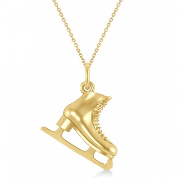 Ice Skate Charm Pendant Necklace 14K Yellow Gold