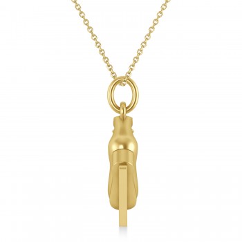 Ice Skate Charm Pendant Necklace 14K Yellow Gold