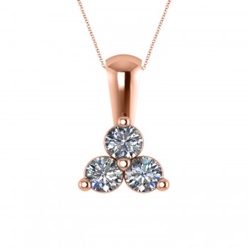 Three Stone Diamond Pendant Necklace 14k Rose Gold (0.50ct)
