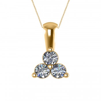 Three Stone Diamond Pendant Necklace 14k Yellow Gold (0.50ct)