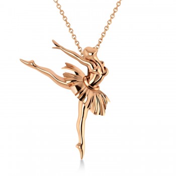 Graceful Ballerina Pose Pendant Necklace 14k Rose Gold