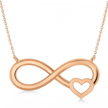 Infinity & Heart Pendant Necklace 14k Rose Gold