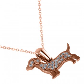 Diamond Accented Dog Pendant Necklace 14K Rose Gold (0.21ct)