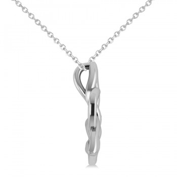Celtic Trinity Knot Heart Pendant Necklace 14K White Gold