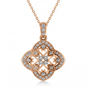 Four Leaf Clover Diamond Pendant Necklace 14k Rose Gold (0.61ct)