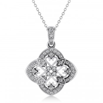 Four Leaf Clover Diamond Pendant Necklace 14k White Gold (0.61ct)