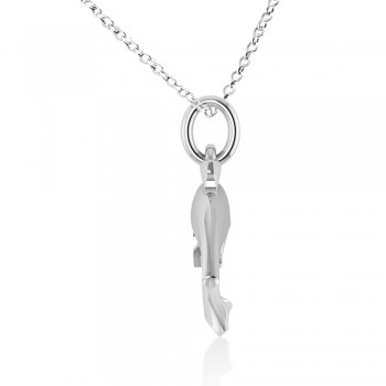 Dolphin Pendant Necklace 14k White Gold