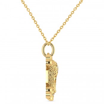 Diamond Skull Charm Pendant Necklace 14K Yellow Gold (0.14ct)