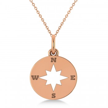 Navigational Compass Pendant Necklace 14k Rose Gold