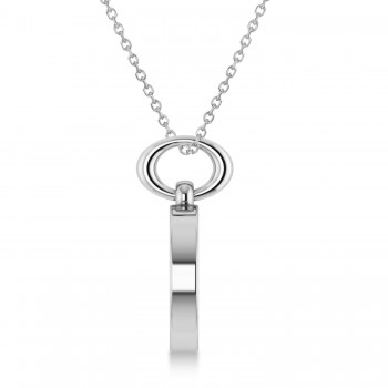 Navigational Compass Pendant Necklace 14k White Gold